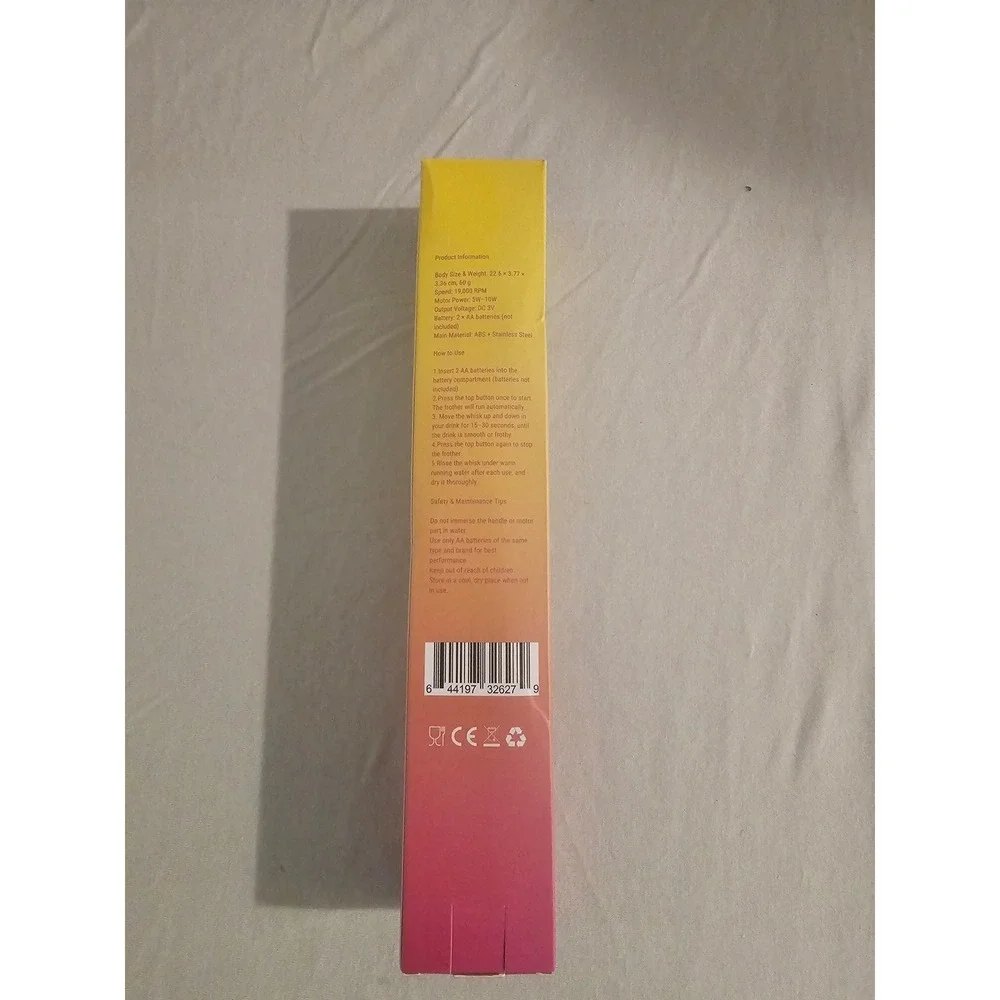 LeeFar Electric Frother Handheld Milk Foam Maker Pink Yellow Gradient 19000 RPM